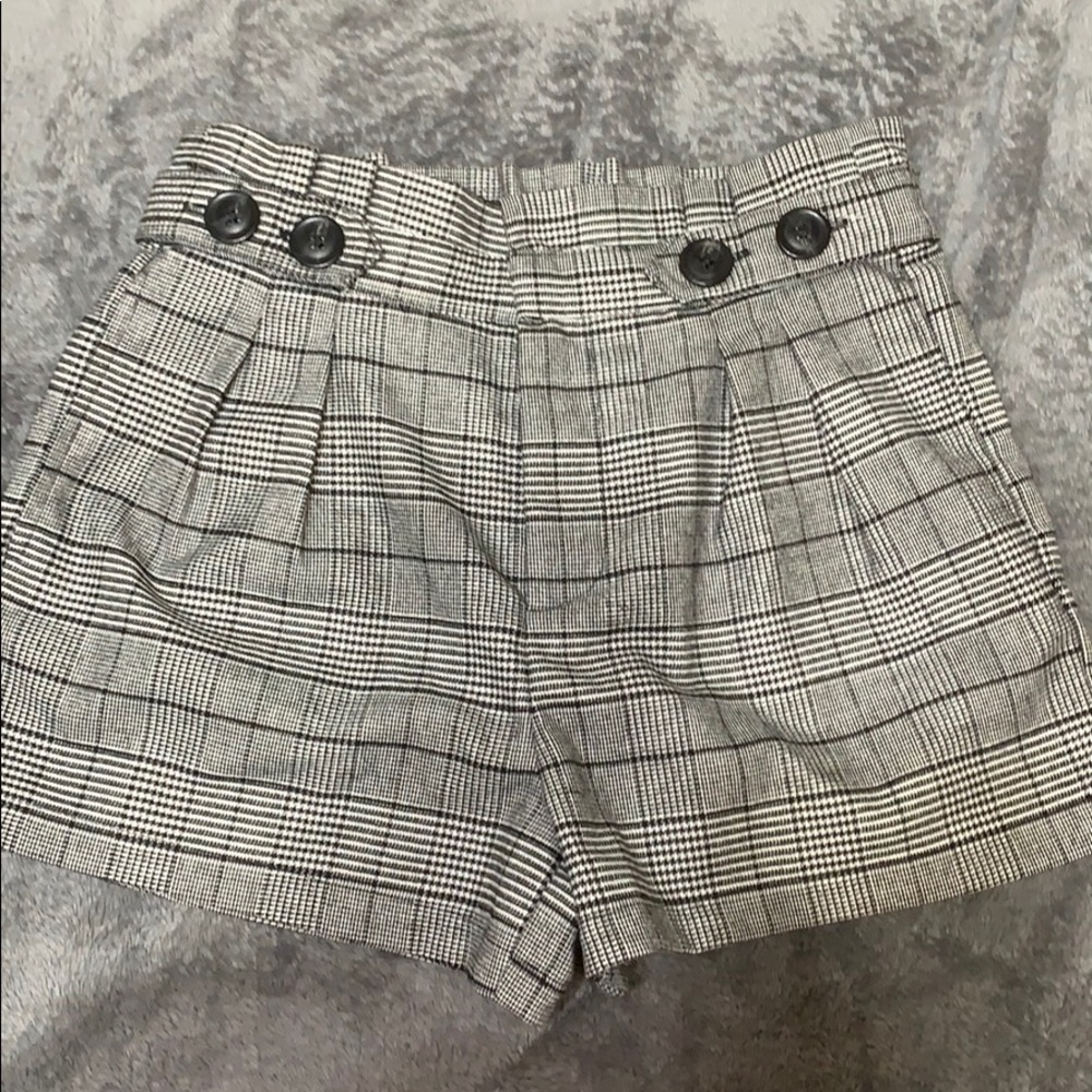 Black and Grey Plaid Shorts